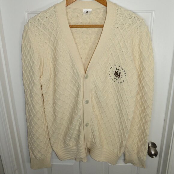 Basil Hayden Small Batch Whiskey Diamond Knit Men's Cardigan Cream Size XL NWOT